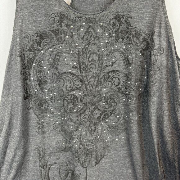 Michelle Sparkly Embellished U-Neck Tank Top Grey Casual Wear Size Small y2k - Picture 3 of 16